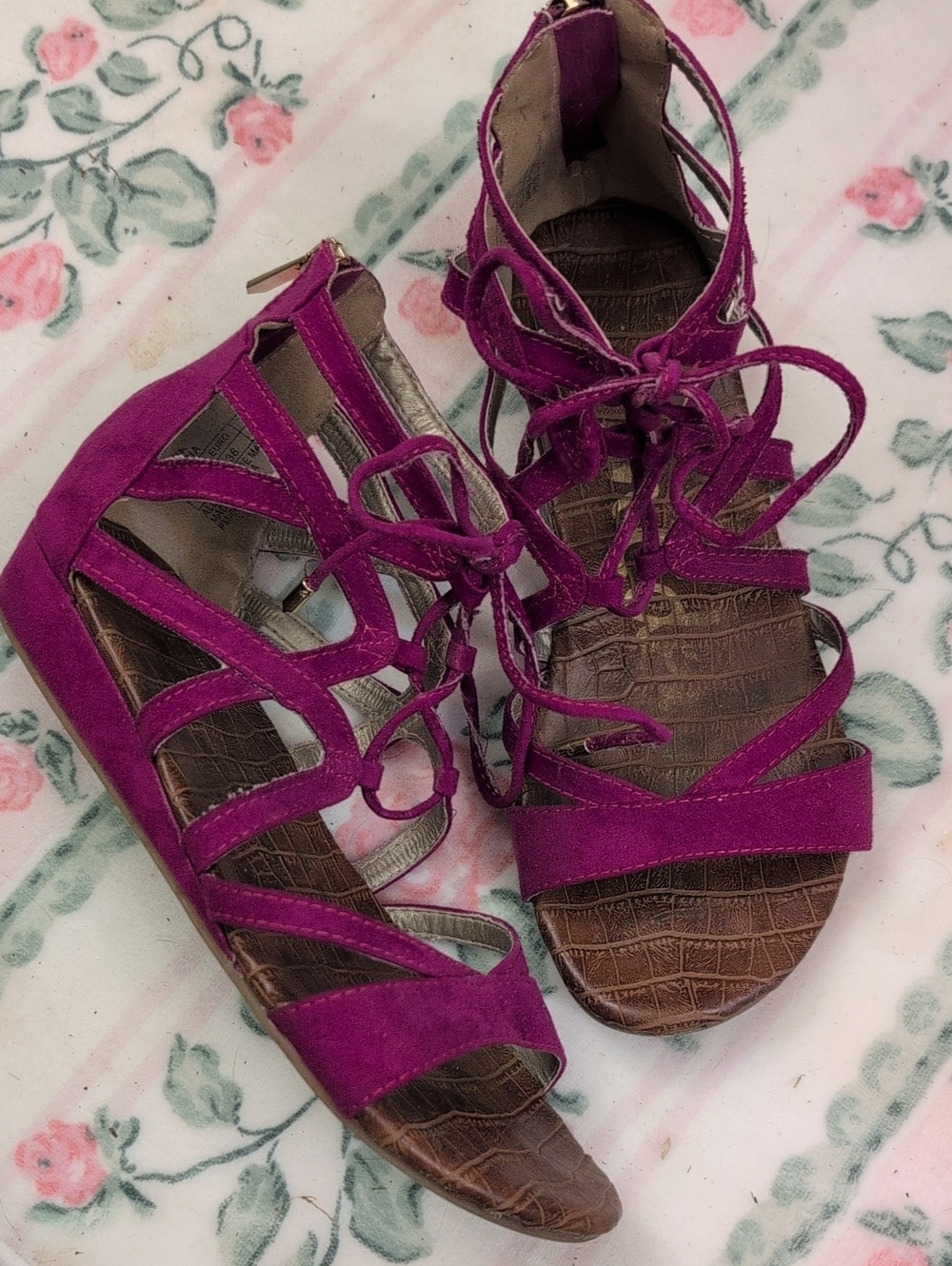 Sam Edelman Women's Strappy Lace-Up Sandals in Magenta